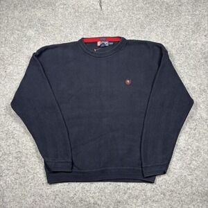 Vintage Chaps Hand Framed Knit Crewneck Sweater Mens XL Blue